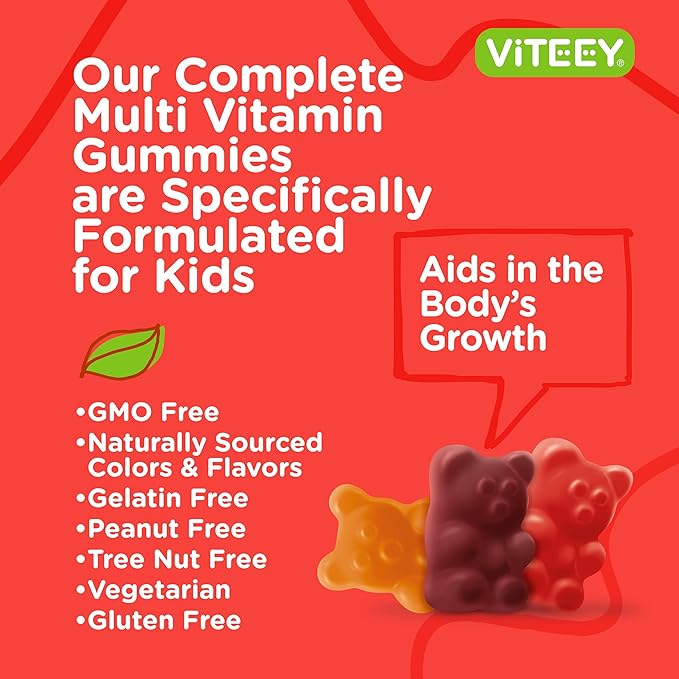 Kids Multivitamin Gummies, Complete Daily Essential Kids Vitamins - Great for Immune Support & Overall Health - 12 Essential Minerals & Vitamins - Vegetarian, Gelatin Free- Chewable Fruit Flavor Gummy