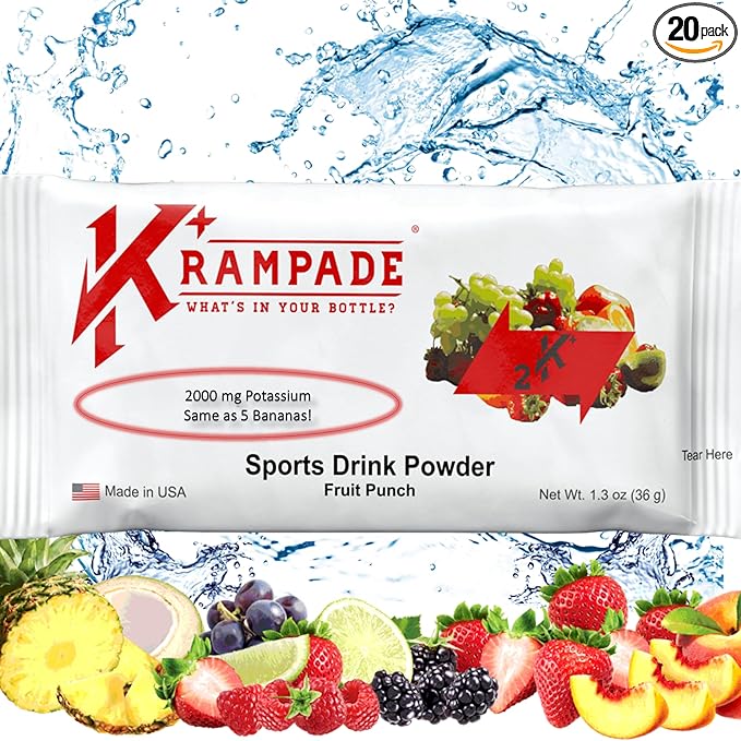 Anti-Cramping Potassium Replacement Sports Drink - 2K Fruit Punch Single Serve Colorless