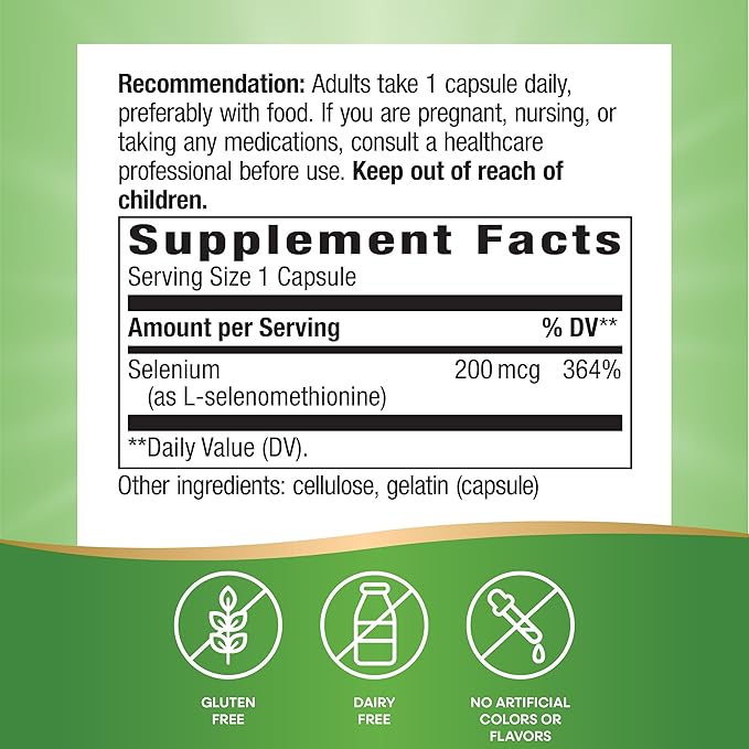 Nature's Way Selenium, Non-Yeast Source, Potent Antioxidant, 100 Capsules (Packaging May Vary)