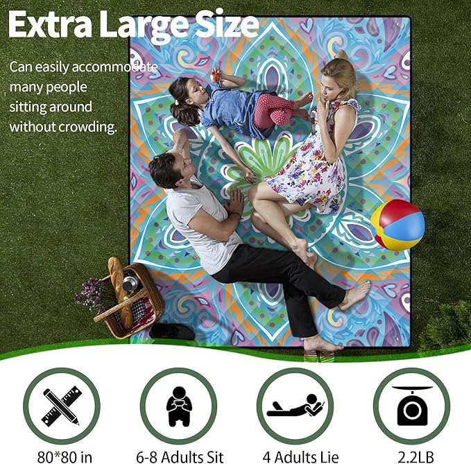 Picnic Blankets 80x80 Outdoor Anti Sand Manta De Playa Ultralight Wide Excersing Matts for Home Camp Quilts for Trailers Camping Essentials Fun Anniversary Retirement Her Friend Sister Gifts