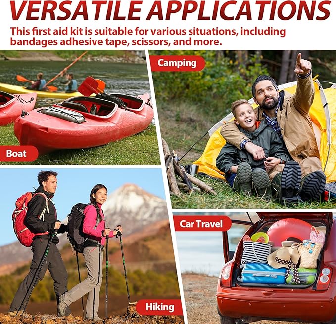 Geiserailie 10 Bags Small First Aid Kit Mini Travel Size Emergency Kit Bulk Self Care Package Supplies for Homeless Travel Sports Hiking Outdoor Backpack Essentials,10 Individual Bags of 91 Items Each