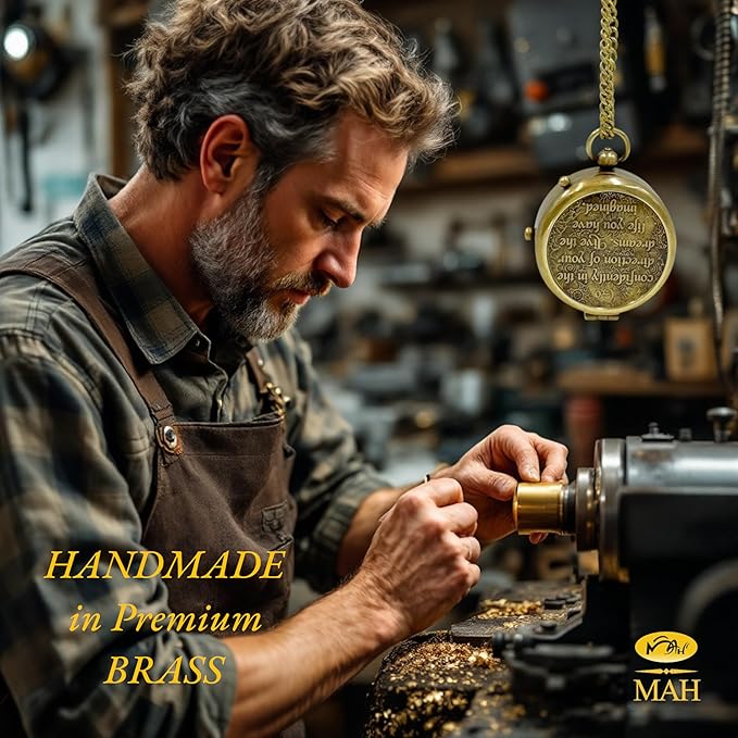 True North Compass – Go Confidently in The Direction of Your Dreams – Embossed Brass Compass – Graduation, Confirmation, Birthday, Motivational Gift for Him, Her, Students, Boys, Girls, High School