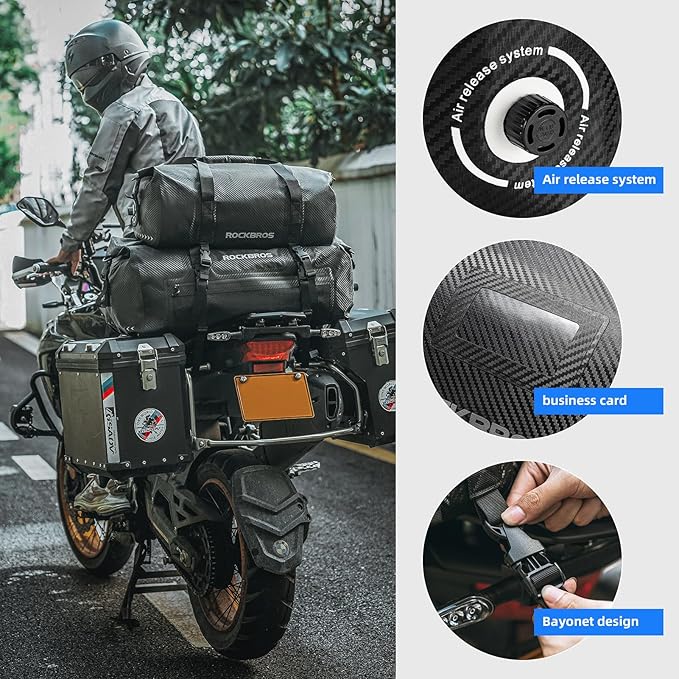 ROCKBROS Waterproof Duffel Bag 20-60L Motorcycle Travel Dry Duffel Bag for Motorcycling Boating Kayaking Camping Fishing Outdoor Adventure for Men Women