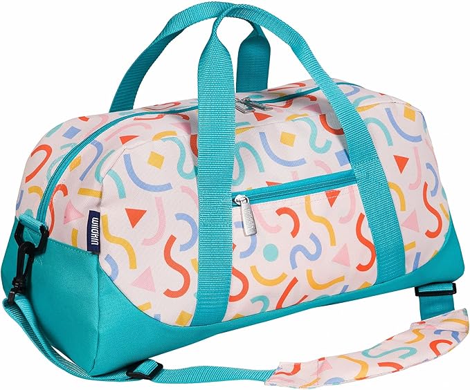 Wildkin Kids Overnighter Duffel Bag – Carry-On Size, Ideal for School & Sleepovers – Confetti Peach