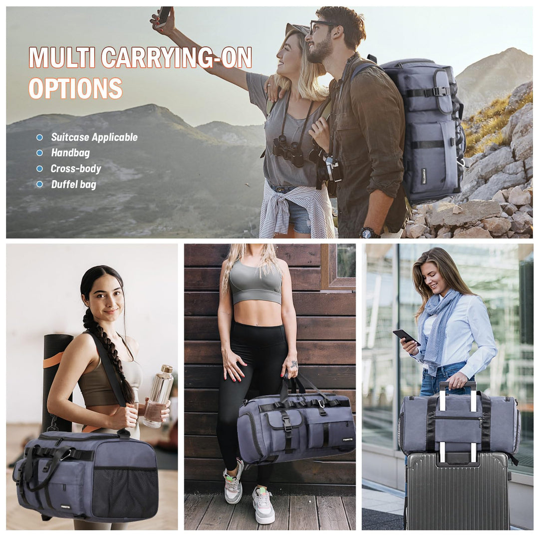 FIORETTO Women's Men's Water-Resistant Gym Duffle Bag with Shoes Compartment, 45L Capacity, Multi-Functional, Ideal for Travel, Gym, Sports, Weekender, Blue