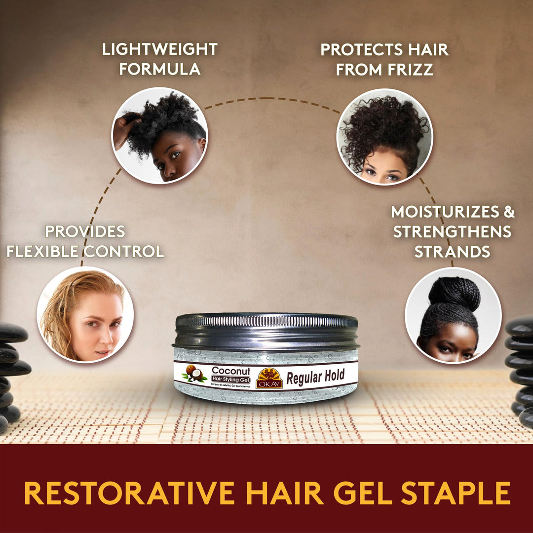 OKAY COCONUT HAIR STYLING GEL, REGULAR HOLD 7.25OZ