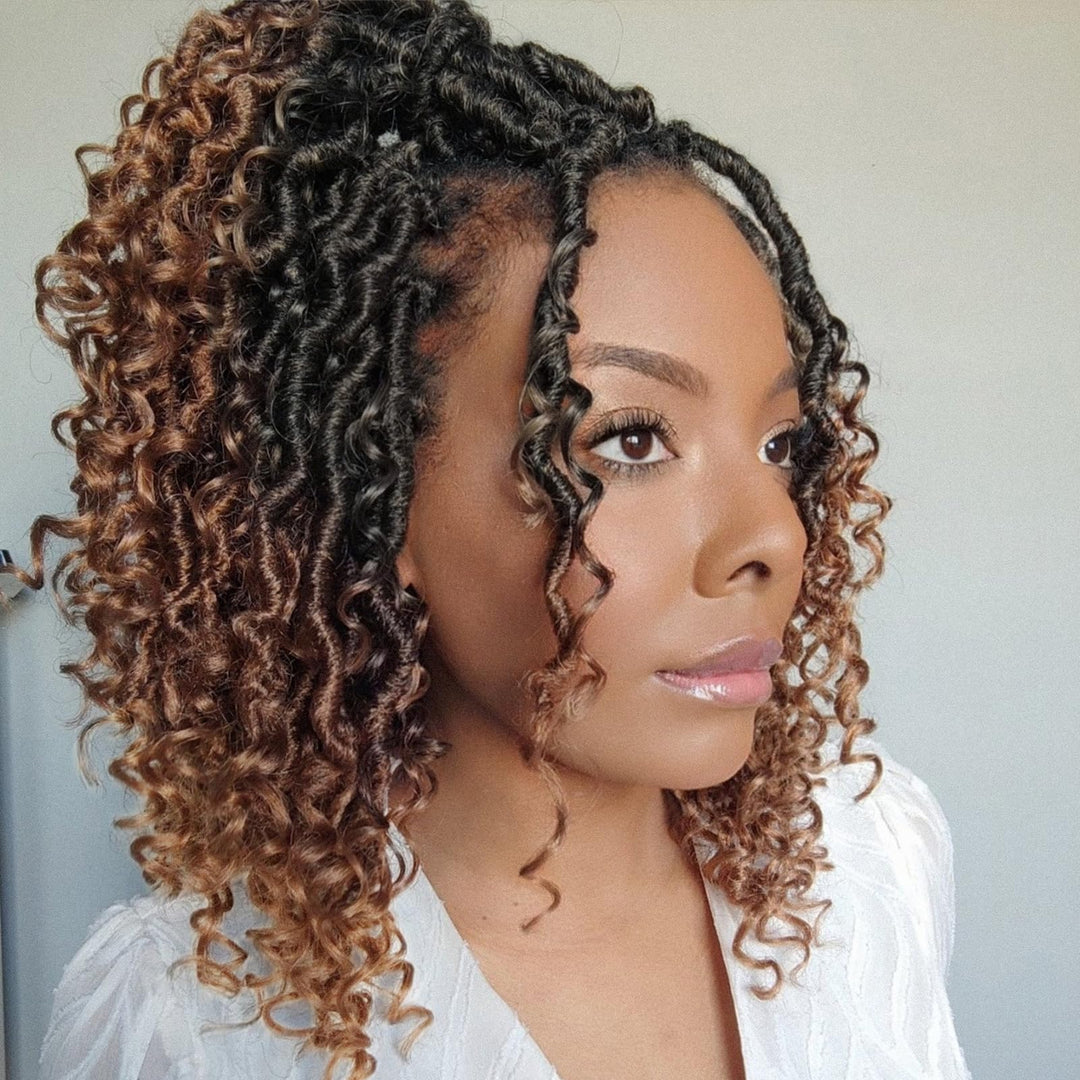 Zrq 10 Inch Goddess Locs Crochet Hair 8 Packs Short River Locs Crochet Braids, 3Tone Pre Looped Hippie Locs With Curly End Synth