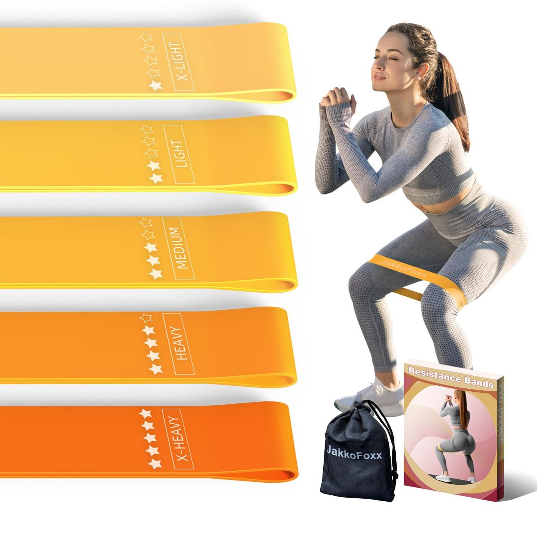 Resistance Loop Exercise Bands, Resistance Bands Exercise Bands for Home Fitness, Stretching, Strength Training, Physical Therapy,Elastic Workout Bands for Women Men Kids, Set of 5 (Orange)
