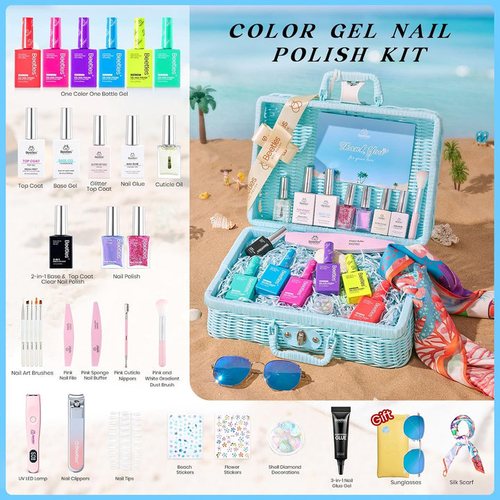 Beetles 23-Pc Glitter Gel Nail Polish Set | Brown, Pink, Blue, Green | UV Soak Off
