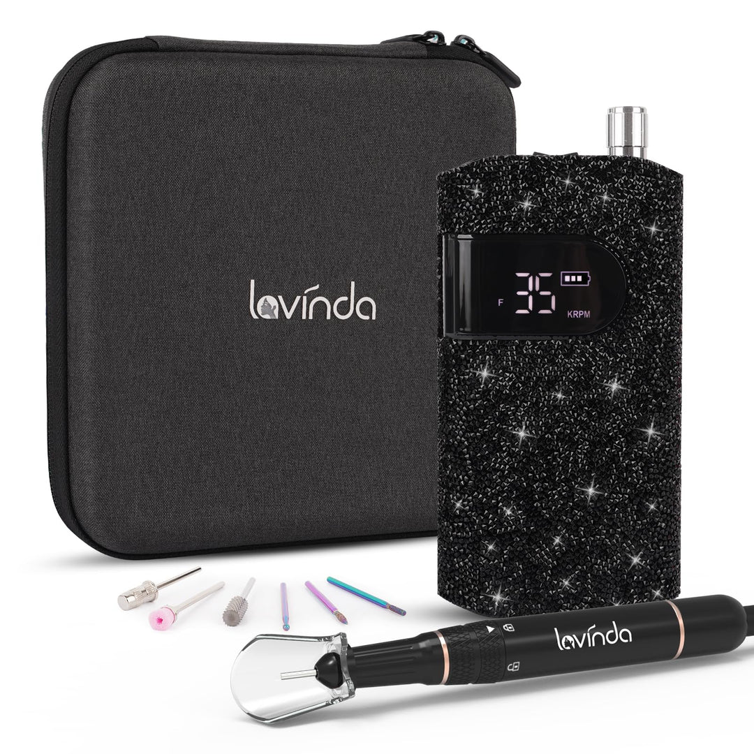 Lavinda Professional Nail Drill Machine, Electric Nail Drill Kit For Acrylic Gel Nails, 35000Rpm Cordless Portable Nail Drill Wi