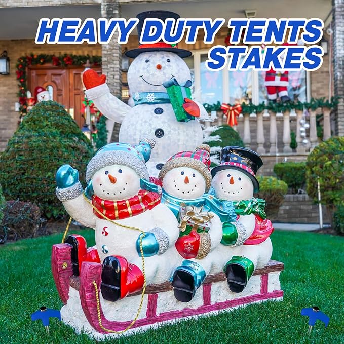 Hicarer 12 Inch Tent Stakes Screw in Camping Stakes Heavy Duty Metal Stake Ground Anchor Peg Threaded Tent Spikes with Hex Head Driver for Camping Garden Inflatable