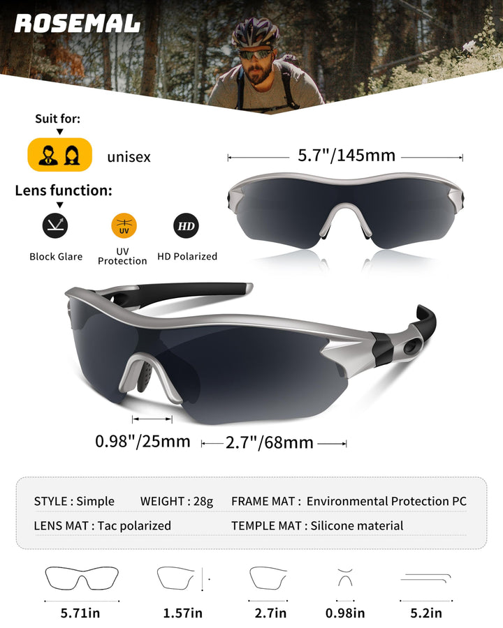 Polarized Sports Sunglasses for Men Women Youth Baseball Running Fishing Tennis Golf Cycling Driving Motor TAC UV400 TR90