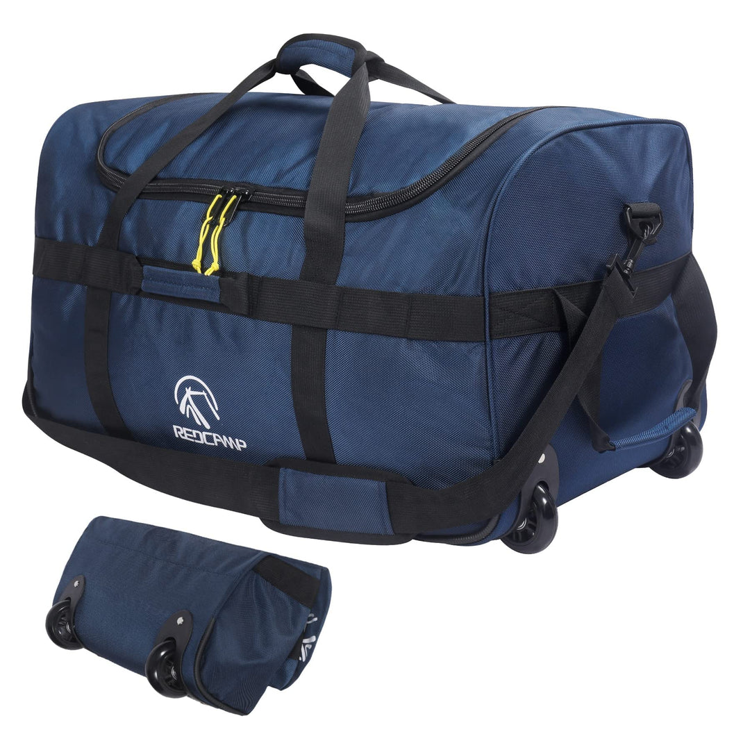 REDCAMP 85L/120L/140L Foldable Duffle Bag with Wheels, Large Travel Duffel Bag, 85l Navy (Small), 85l