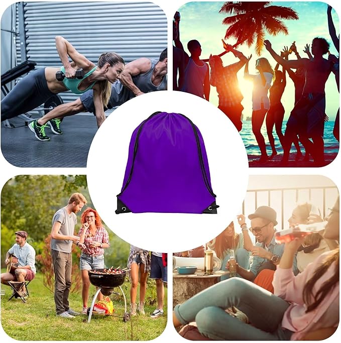 GoodtoU 2Pcs Drawstring Bag - Gym Backpack, Foldable Sports Drawstring Bags for Gym, Travel, Sports (Purple)