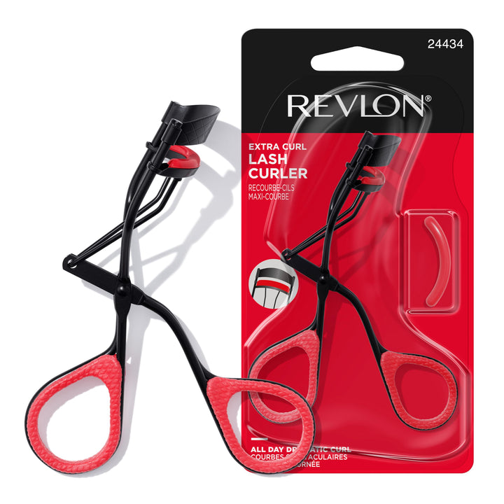 Revlon Extra Curl Lash Curler, Gives an All Day Dramatic Eyelash Look, with Non-Slip Finger Grips, Easy to Use, 1 Count