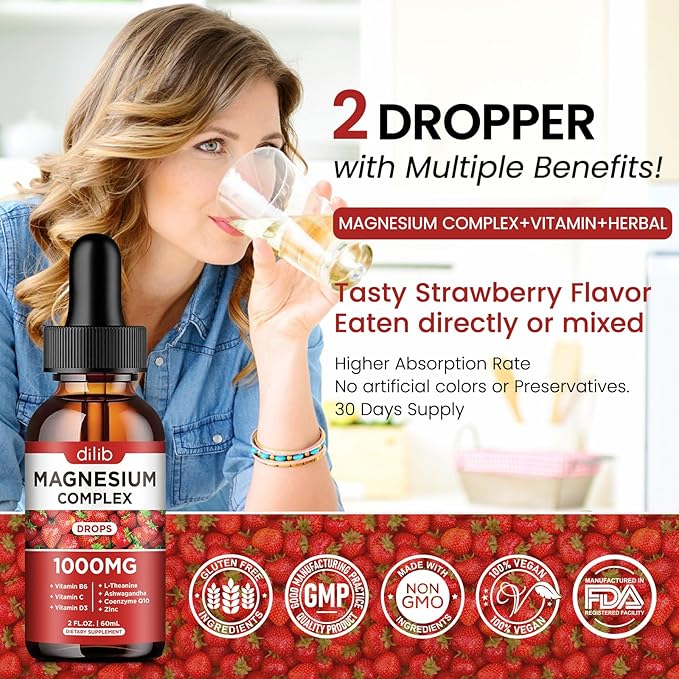Magnesium Glycinate Liquid Drops Supplement | Triple Magnesium Complex Liquid Drops | Bundle