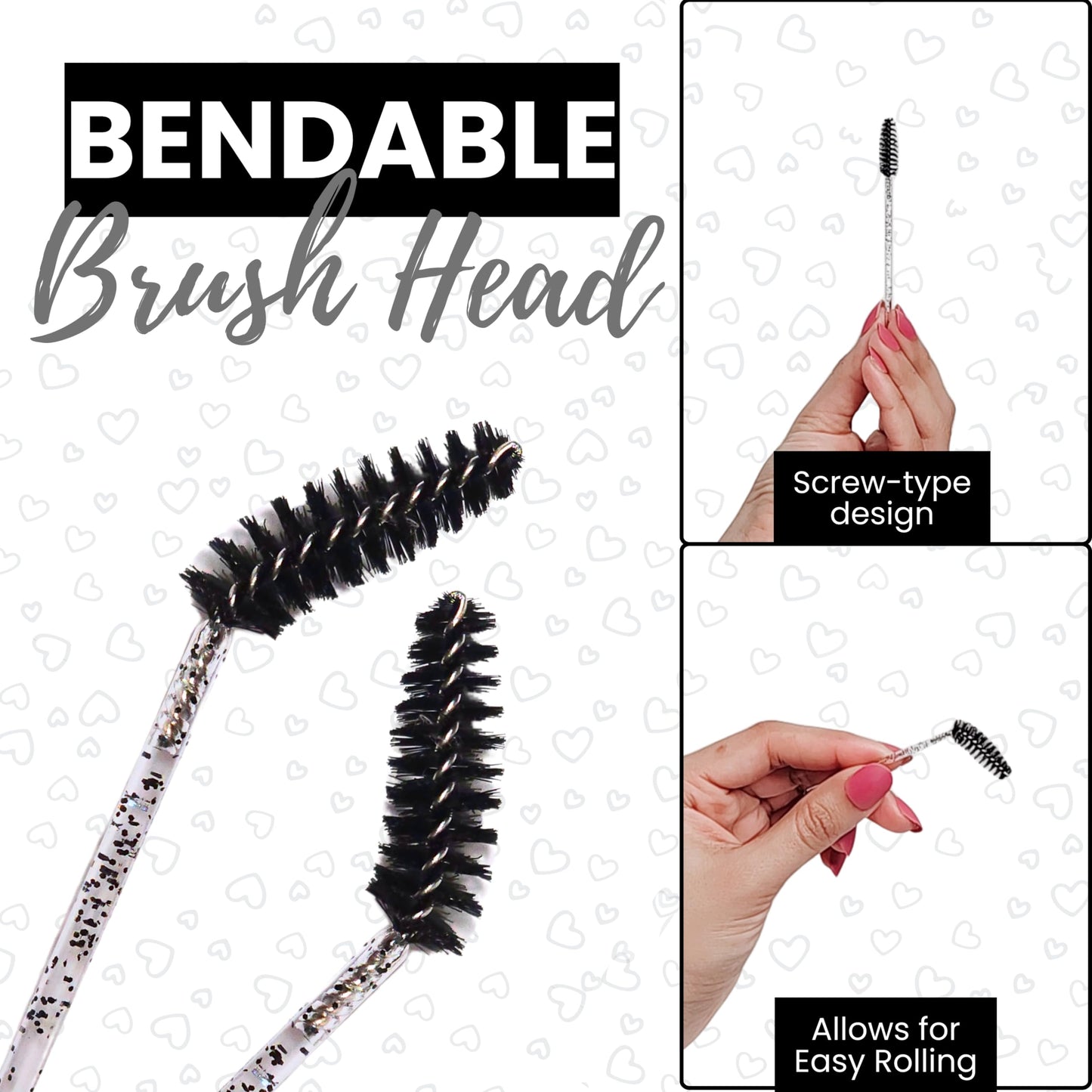 110pcs Eyebrow Spoolies, Premium Disposable Eyelash Brushes Spoolies, Disposable Mascara Wands, Eyelash Spoolies Eyebrow, Cosmetic Make-Up Tools (Crystal Black), Perfect For On-The-Go Grooming Needs