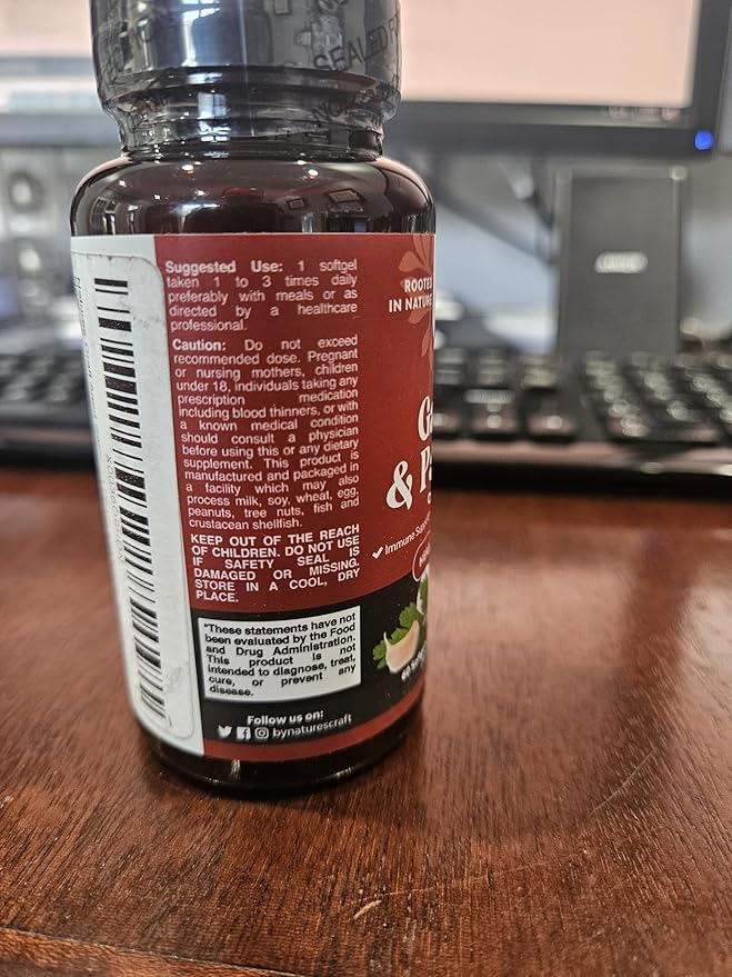Concentrated Odorless Garlic Softgels - Parsley Extract & Aged Garlic Supplements - Parsley Softgels for Gut Support - 60 Ct