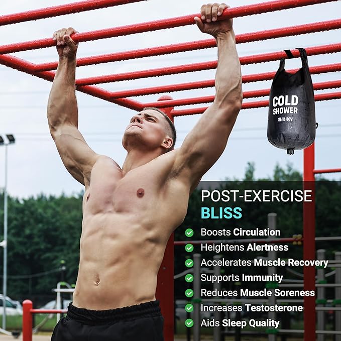 Alaskey® Ice Bath Shower - Hot or Cold Shower Bag with Ice Block - Your Portable Cold Shower System, Ideal for Camping Shower, Cold Therapy Routine, Muscle Recovery, and More...