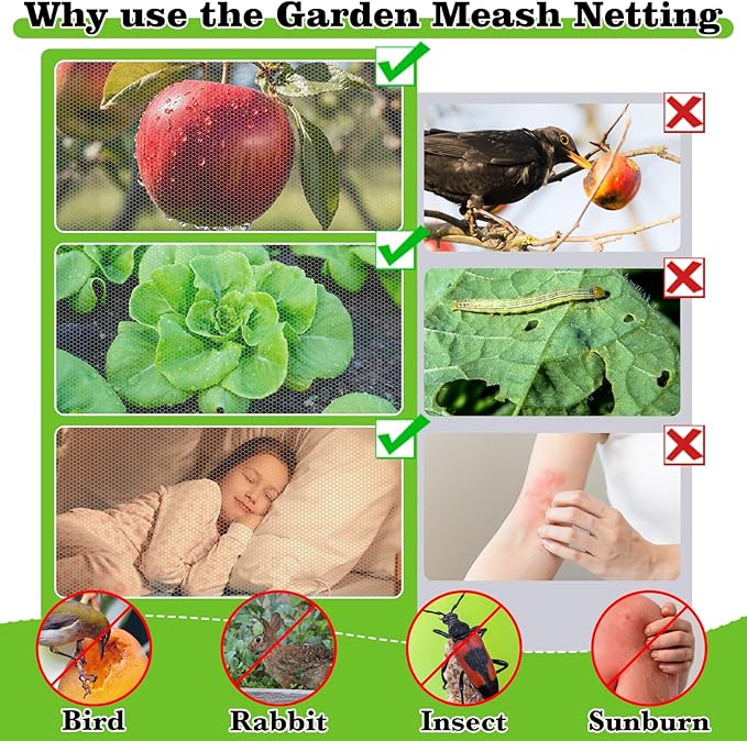 Mosquito Netting 39x10Ft Garden Mesh Netting, Fly Bird Net Barrier Hunting Blind Plant Protecting Net, 3x12m Gray