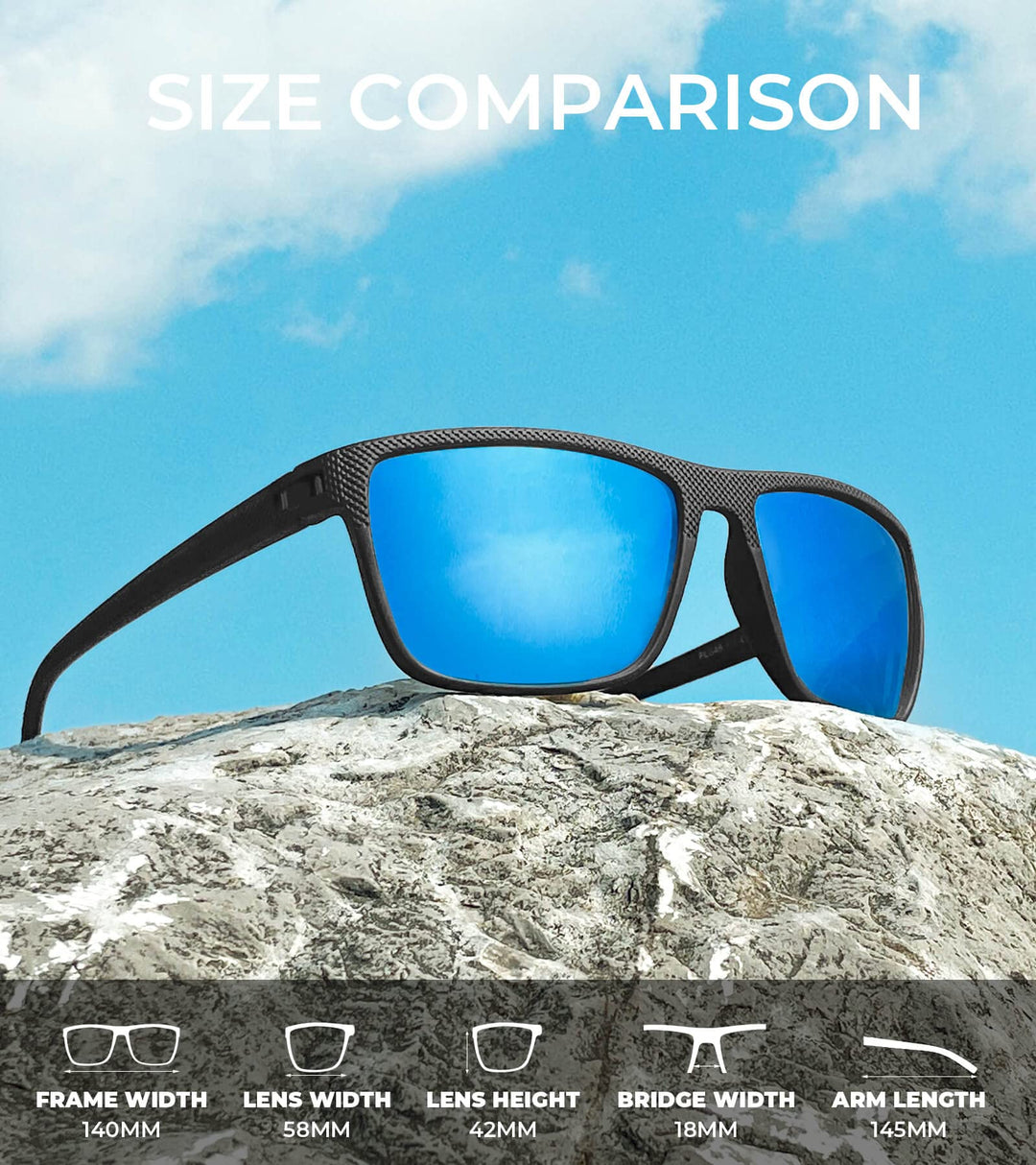 KALIYADI Polarized Sunglasses Men, Lightweight Night Vision Glasses for Driving Fishing Golf (Black/Ice Blue/Night Vision)