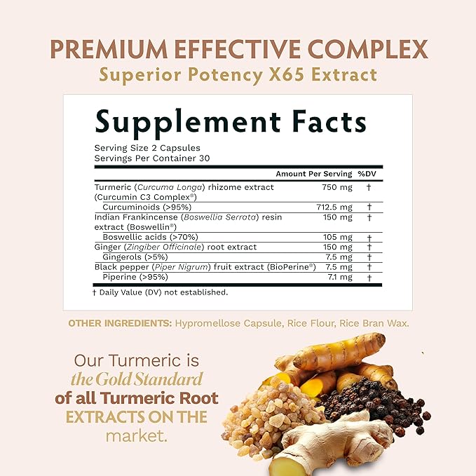 Turmeric Curcumin C3 Complex with BioPerine 1050mg - Natural Joint Support - 95% Curcuminoids & Black Pepper Extract for Ultra High Absorption & Potency - Non GMO - Gluten Free - 60 Vegan Capsules