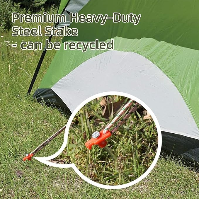50 Pack Tent Stakes Heavy Duty 10 Inch Camping Stakes Yard Stakes Metal Tent Pegs for Ground Stakes Tent Spikes for Camping Garden Yard (Orange)