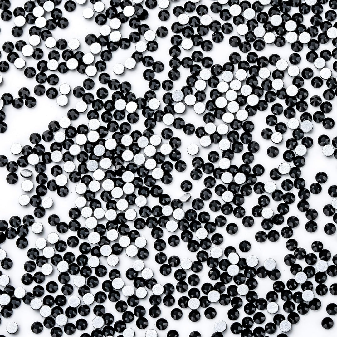 3000Pcs Black Crystal Rhinestones,Glass Flatback Rhinestones Mini Gemstones For Nail Face Makeup Art Crafts Clothes Decoration -