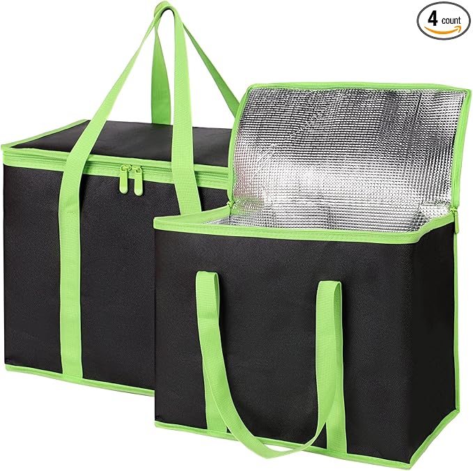 Insulated Reusable Grocery Shopping Bags, 4 Packs