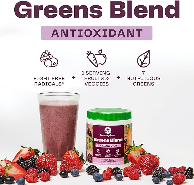Amazing Grass Greens Blend Antioxidant: Super Greens Powder Smoothie Mix with Organic Spirulina & Greens Blend Superfood for Immune Support: Super Greens Powder Smoothie Mix with Vitamin C