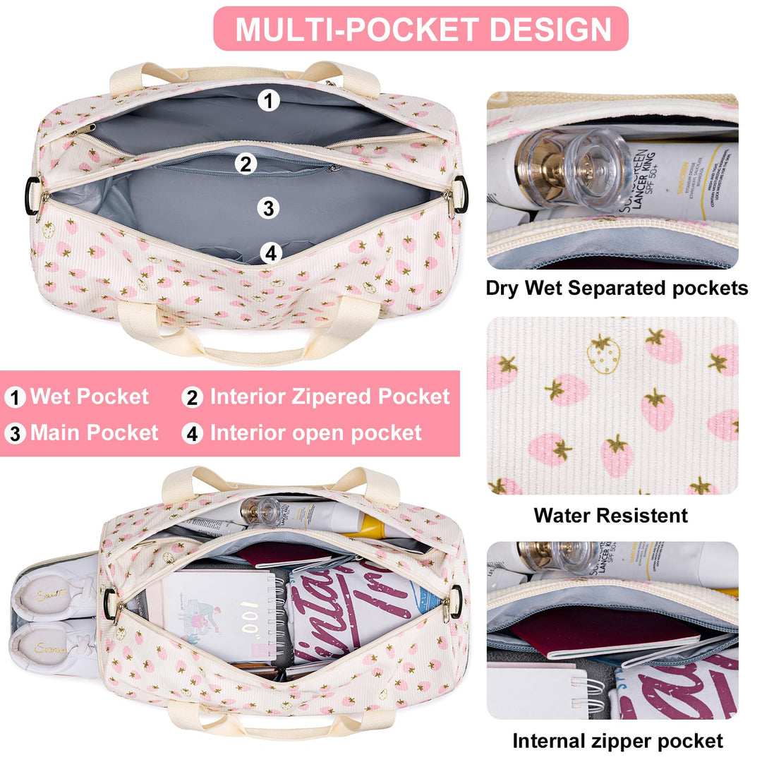 BLUBOON Duffle Bag Girls Kids Cute Gym Bag with Shoes Compartment & Wet Separation Waterproof Sports Overnight Travel Bag