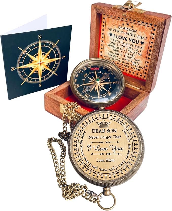 Inspiration Gift for Men Women Engraved Compass - Go Confidently - Thoreau Quote, You're Awesome Employee, Coworker Meaningful Gift for him her