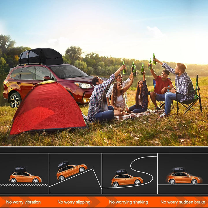 Car Rooftop Cargo Carrier Roof Bag, 20 Cubic Feet Waterproof Roof Top Cargo Carrier fit Car with Without Luggage Rack - Vehicle Soft Shell Roof Cargo Box with Tie-Down Strap, Safety Hook & Storage Bag