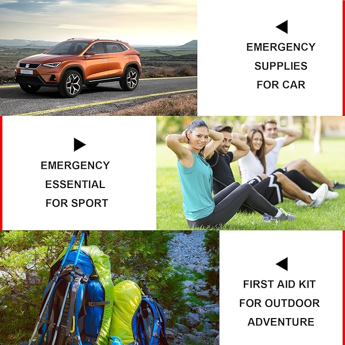 274PCS Travel First Aid Kit Supplies for Business, Black First Aid Backpacking Essentials Items Trauma Emergency Kit for Outdoor Trips Monoki