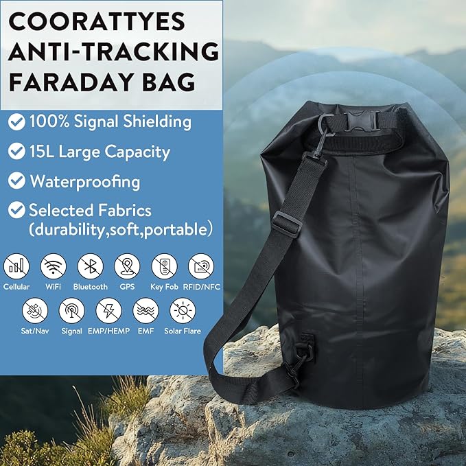 15L Large Faraday Bag,Anti-Tracking Faraday Bag For Laptops & Phones & Tablets & Car Keys,Faraday Tote Bag For Rfid Signal Blocking