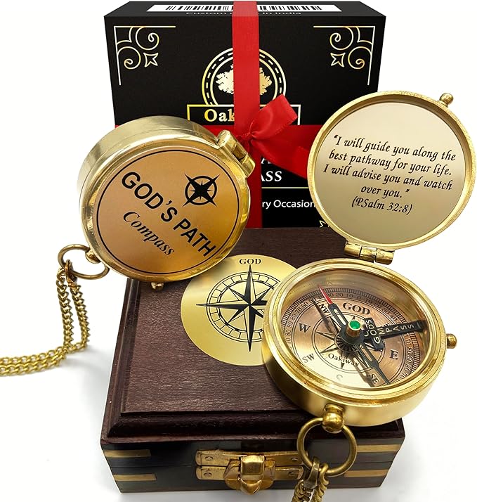 God's Path Compass – Communion & Confirmation Gift for Teenage Boys | Baptism Religious Gifts for Men, Christian, Catholic, Graduation | Sentimental & Inspirational Present – Greeting Card Included