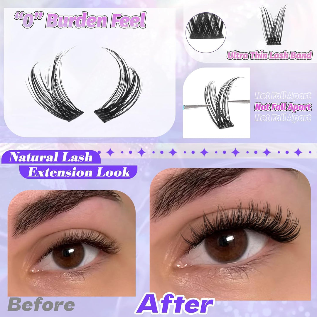 ALICE DIY Natural Lash Clusters | Wispy Anime Cat Eye | 10-16mm, 144 Pcs