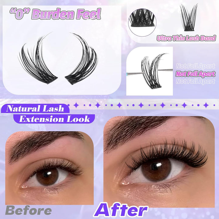 ALICE DIY Natural Lash Clusters | Wispy Anime Cat Eye | 10-16mm, 144 Pcs