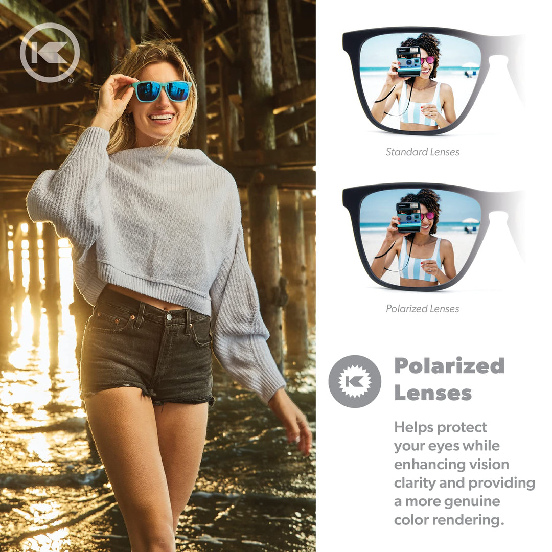 Knockaround Fast Lanes Sport - Polarized Running Sunglasses for Women & Men - Impact Resistant Lenses & Full UV400 Protection, Icy Blue/Moonshine