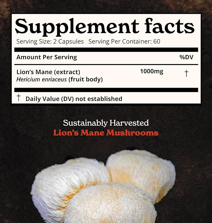 Lions Mane Mushroom Capsules | Nootropic Brain Booster | 15:1 Extract for Overall Health and Fitness | 30% Polysaccharides | Pack of 2