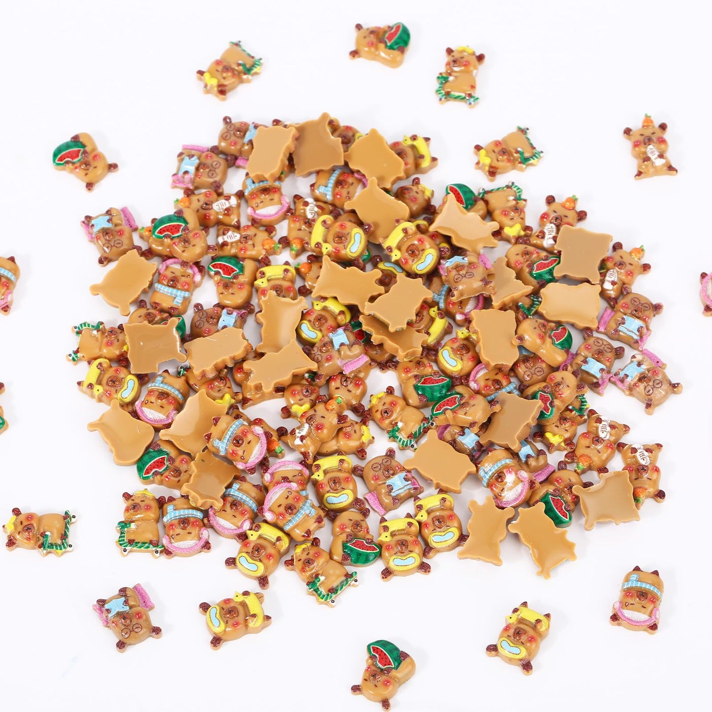 120pcs Mini Capybara Decor, Resin Tiny Capybara Dollhouse Miniatures Resin Animals Miniature Animal Desktop for Dollhouse Micro Landscaping Decoration