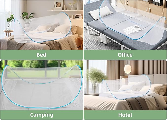 78 * 32 * 22 Inch Large Up Mosquito Tent, Portable Foldable Mosquito Net, Camping Mosquito Net with Net Bottom, for Bed Camping Travel Patio (Blue)