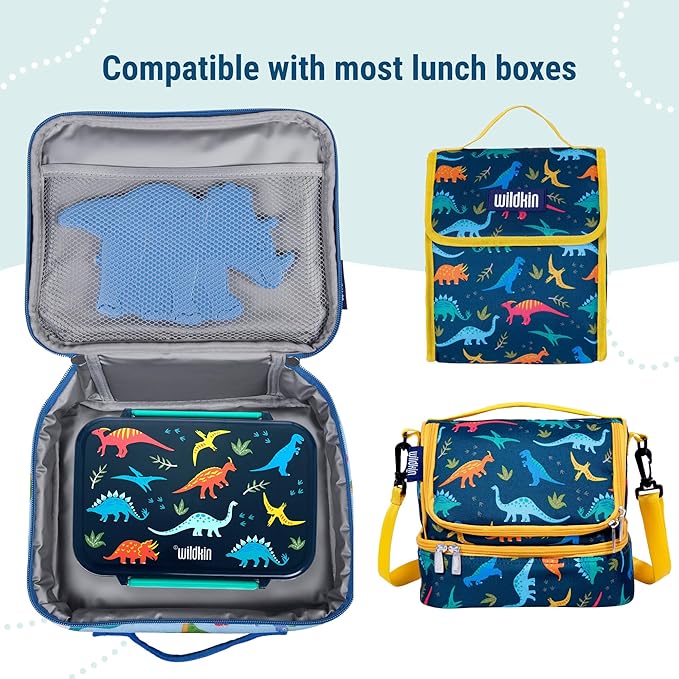 Wildkin Kids Ice Packs (4 Packs) for Boys & Girls, Perfect for Daycare & Preschool Slim & Reusable Ice Packs, Keep Lunches Fresh & Cool for School & Travel, Portable Ice Packs for Kids (Dinosaur)