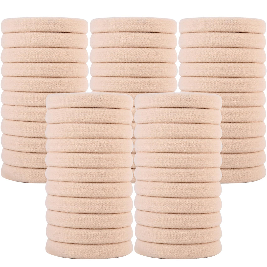 Qarwayoc 50PCS Large Blonde Hair Ties, Seamless Hair Bands, Soft Elastic Hair Ponytail Holders, No Damage, 2 Inch in Diameter