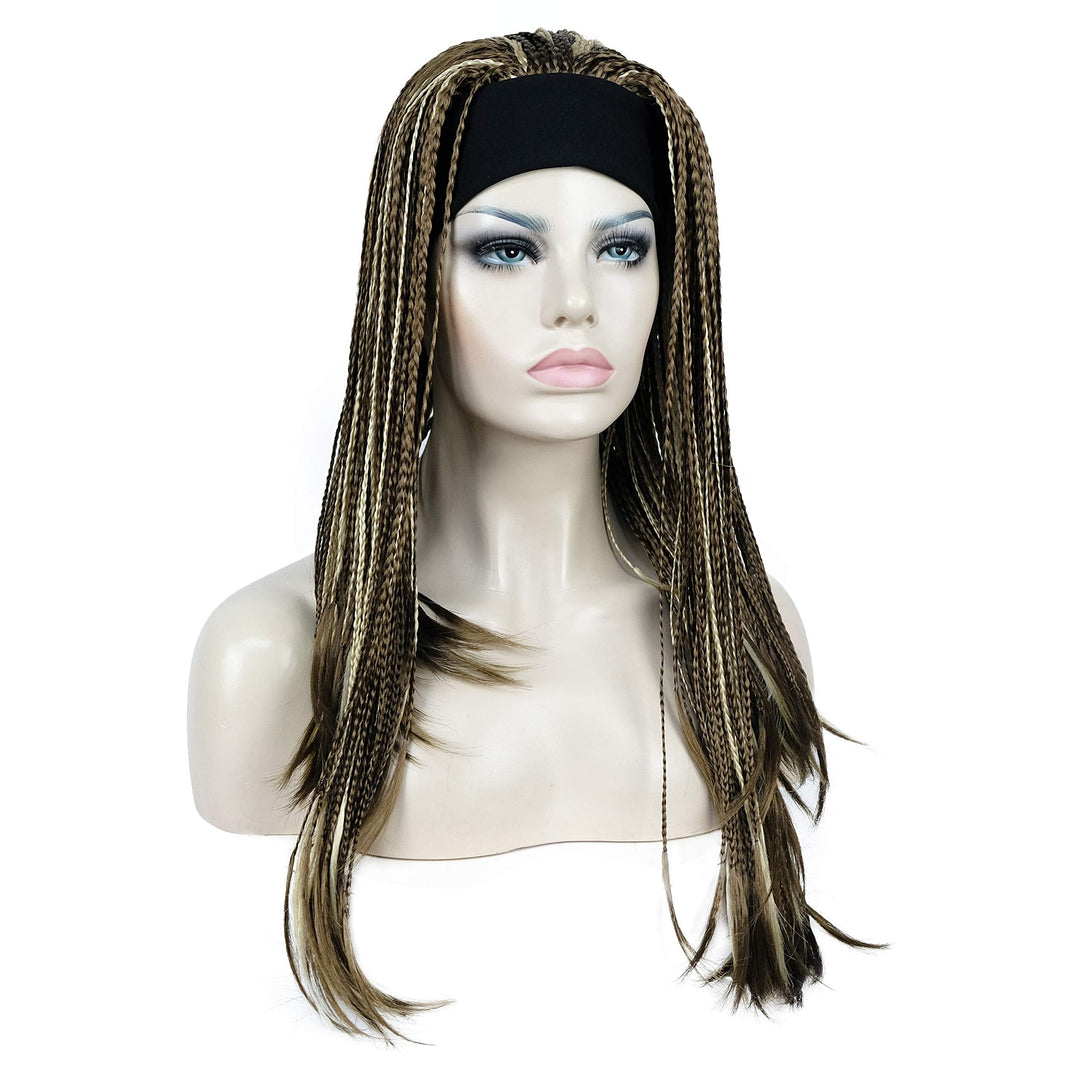 Aimole Long Braided Wigs Crochet Hair Fully Hand Tied Twist Braided With Headband Half Wig(12Tt26)