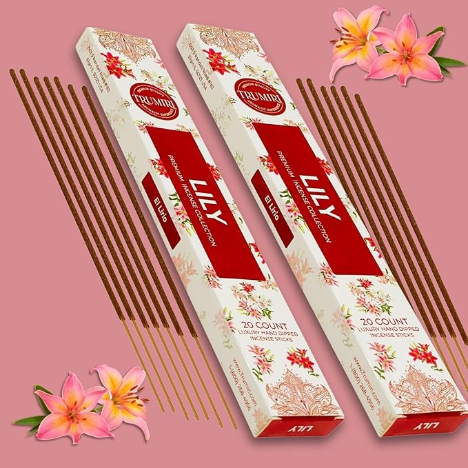 Lily Incense Sticks - Total 40 Insence-Sticks - Dual Pack of 20 Insense - Inciensos - Inscents - Natural Non Toxic Ingredients - Incents - Incence - Inscense - Insents