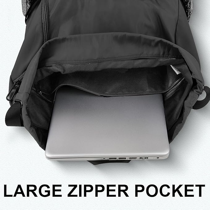 Drawstring Backpack with Mesh Pockets String Gym Bag Sackpack Sandproof Water Resistant Beach Backpack for Men Women