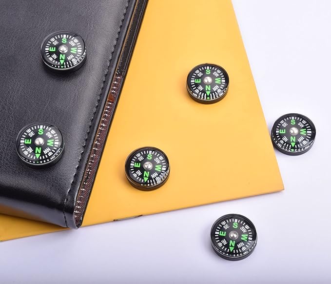 20 Pack Button Compass Mini Pocket Oil Filled Compass for Kids Hiking Survival Watch Band Paracord Camping Outdoor Activities Accessory Size Dia. 20mm