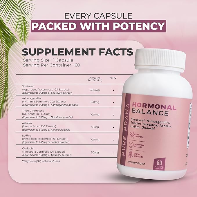 Ayurvedic Supplement Hormone Balance for Women – Shatavari, Ashwagandha Goli, PMS & Menstrual Support, Pressure Resilience, Cortisol Manager, 60 Capsules