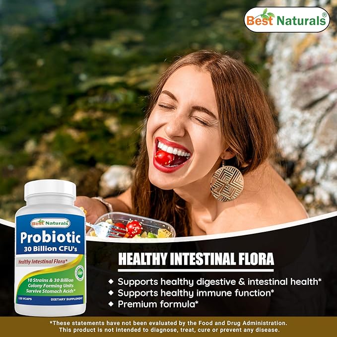 Best Naturals Probiotic 10 Strains & 30 Billion CFU & Magnesium Oxide 500 mg